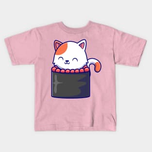 Cute Cat Sushi Cartoon Kids T-Shirt